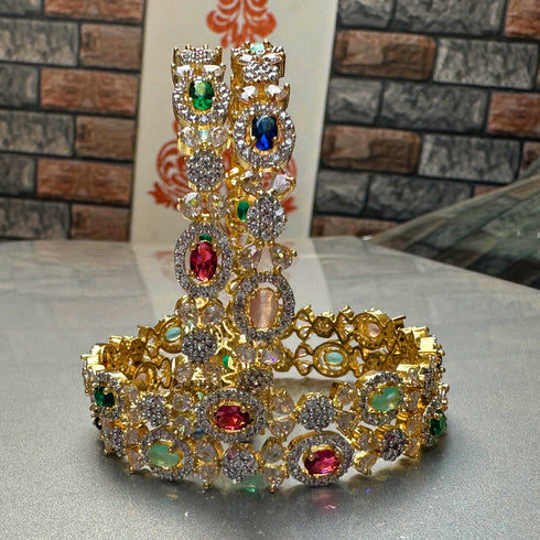 American Diamond Multi Rhinestone Bangles - D199-2